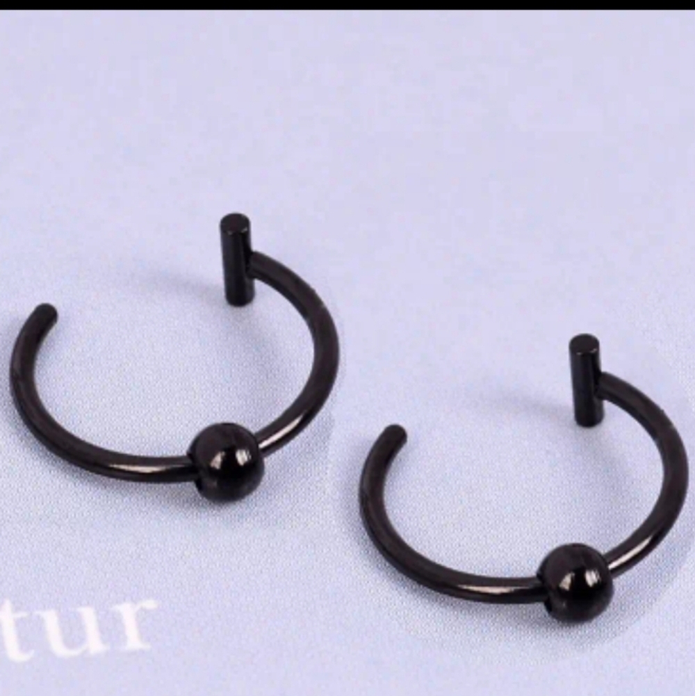 Black Punk Style Lip Nose Septum Clip Body Jewelry Stainless Steel